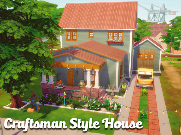 Sims 4 — Craftsman Style House - NO CC! by JulyArmstrong — This house is a little colorful for your quirky sims. It has