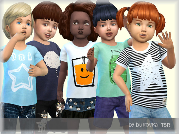 Sims 4 — Shirt  by bukovka — T-shirt for babies of both sexes. Installed offline. Suitable for base game, 5 staining