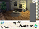 Sims 4 — Spicy Wallpaper by Harfy2 — Wallpaper with retro patterns available in 2 colors, including plain colored walls
