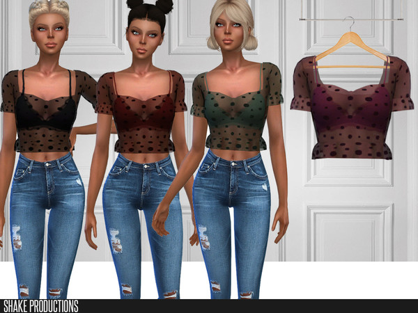 Sims 4 — ShakeProductions 257 - Blouse by ShakeProductions — Tops/Blouses New Mesh All LODs Handpainted 17 Colors