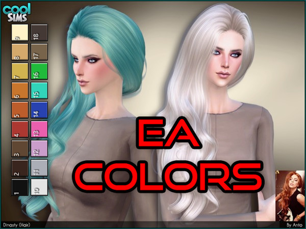 Sims 4 — Anto - Dynasty (Hair) EA Colors by Busenur41 by busenur41 — Added textures and swatches compatible with EA