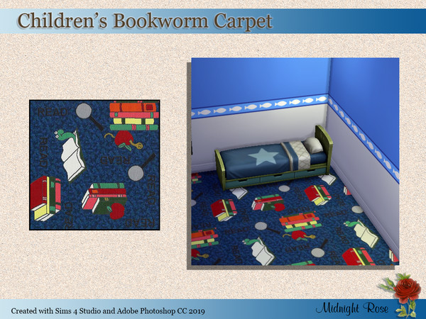 Sims 4 — Bookworm Carpet by MidnightRose — Do you have a sim who loves to read? Use this in your library or in your