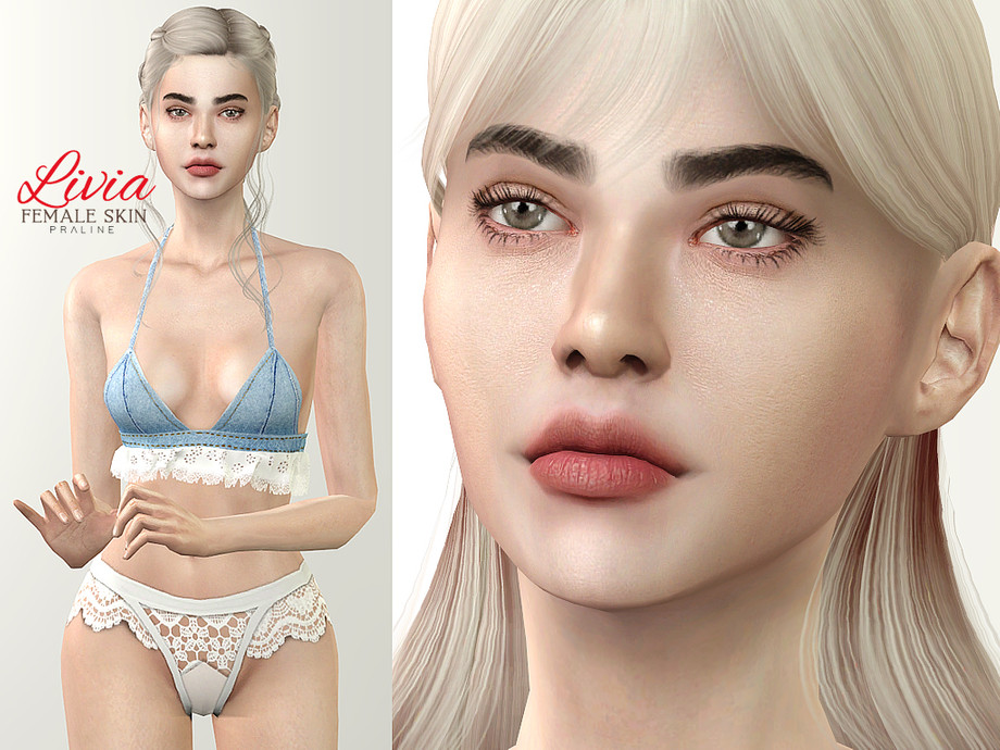 Sims 4 - Livia Skin Female by Pralinesims - Realistic skintone in 20 colors...