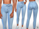 Sims 4 — High Waist Denim Belt Jeans by saliwa — High Waist Denim Belt Jeans design by Saliwa