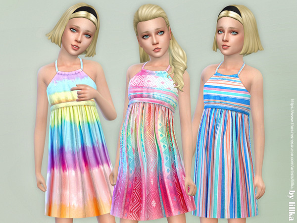 Sims 4 — Girls Dresses Collection P122  [NEEDS GET TO WORK] by lillka — Girls Dresses Collection P122 New item / 3 styles