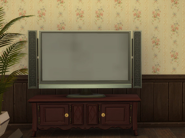 Sims 4 — Indulgence Tv Stand Less Cracked by De_Sugarpumpkin — I remade maxis indulgence tv stand to look almost brand