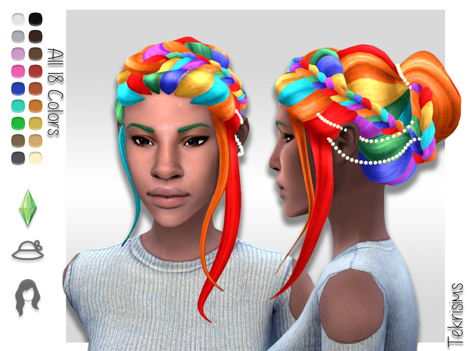 Sims 4 Rainbow Hair Cc