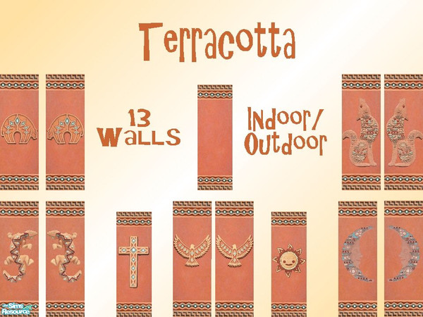 Sims 2 — Terracotta Walls by lollipop6969 — Took a lot of cropping but, I finely got these walls done! 13 terracotta