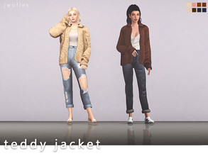 Sims 4 — teddy jacket - accessory by jwofles-sims — - furry fuzzy jacket, great for outerwear - 8 colours - accessory
