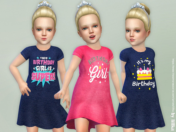 Sims 4 — Toddler Birthday Dress [NEEDS TODDLER STUFF] by lillka — Birthday Dress for Toddler New item / 3 styles YOU NEED