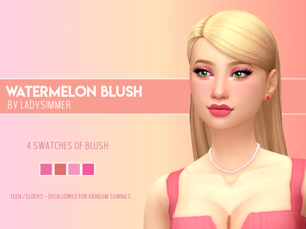Sims 4 — Watermelon Blush by LadySimmer94 — BGC 4 swatches Custom Thumbnail Disallowed for random townies Teen - Elder Do