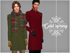 Sims 4 — Cold Spring - male coat by WistfulCastle — Cold spring - base game compatible male coat with new mesh, all