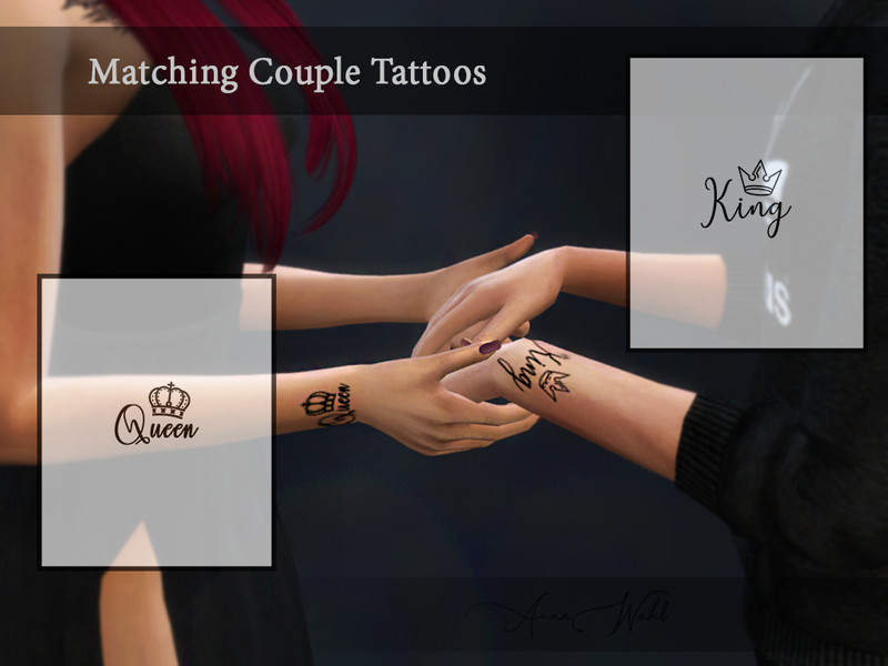 The Sims Resource - Matching Couple Tattoos - King & Queen