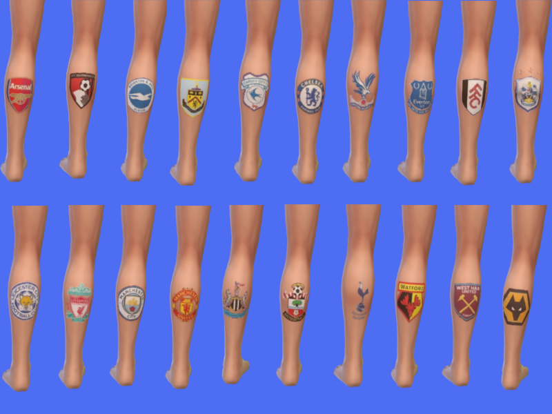 The Sims Resource - Premier League club crest tattoos