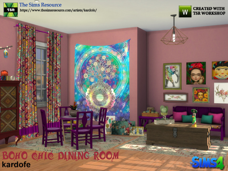 The Sims Resource - kardofe_Boho Chic Dining Room