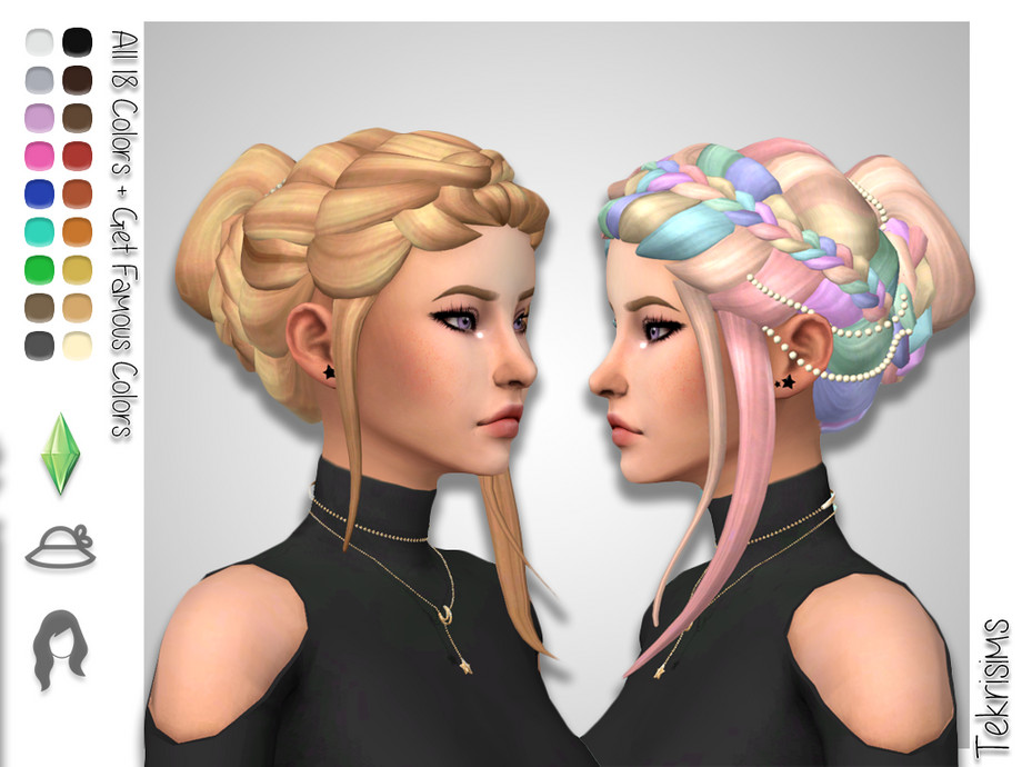 Sims 4 space bun with hair down cc maxis match - kloshadow
