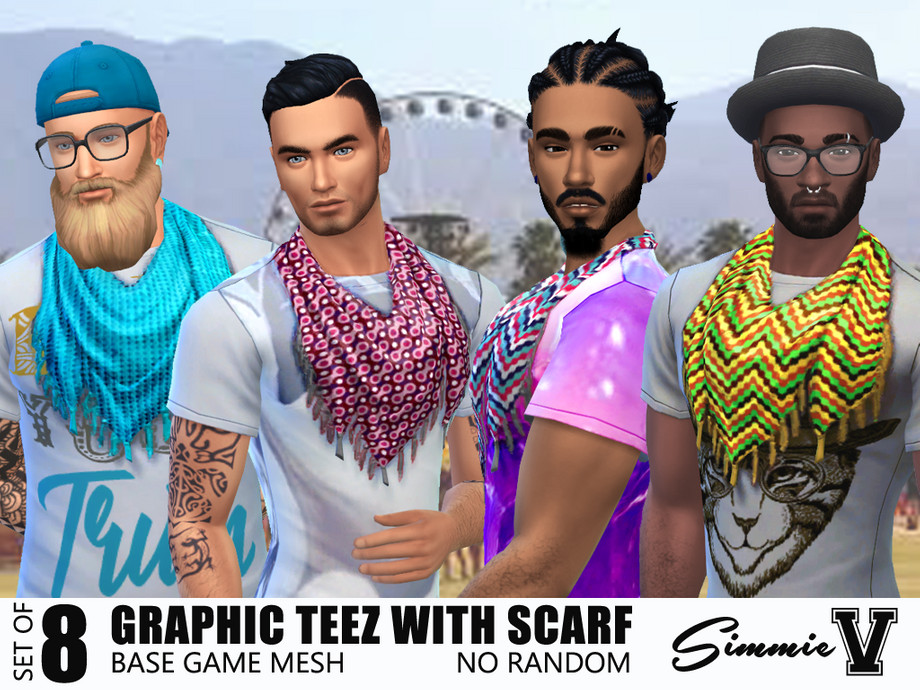 The Sims Resource - SimmieV_Hipster Teez w/ Scarf