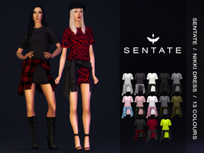 Sims 4 — Nikki Dress by Sentate — A cute T dress with a chic sweater tied around the waist. Comes in 13 colours. POLICY