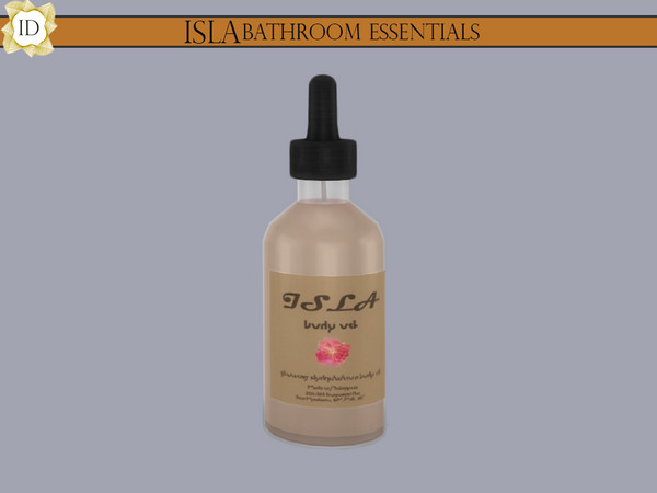 Sims 4 — ISLA Body Oil by ISLA_Design — A nourishing body oil to smoothen the skin and to give a glossy appearance.