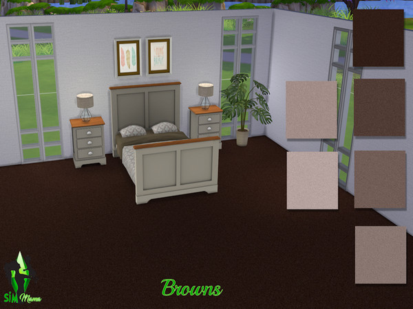 Sims 4 — SimMama Browns Carpeting by Jeninsc — Various shades of brown carpet at a low price!