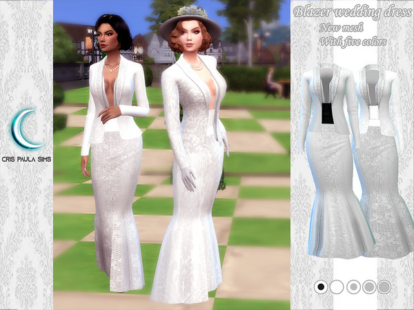 Sims 4 — Blazer Wedding Dress by Cris_Paula_Sims — Wedding dress, formal style. New mesh - Two mesh joining EA with five