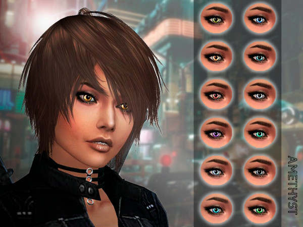 Sims 4 — Fluorescent lenses by amethyst_dragon — Glossy iris of the eyes. - 28 colors, HQ - face paint - all gender, all