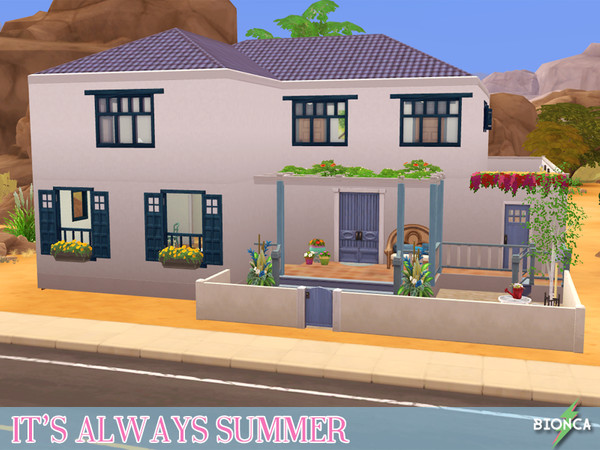 Sims 4 — It's Always Summer by bionca — A lovely summer house with: 3 bedrooms, 2 bathrooms, tv room, dining area,