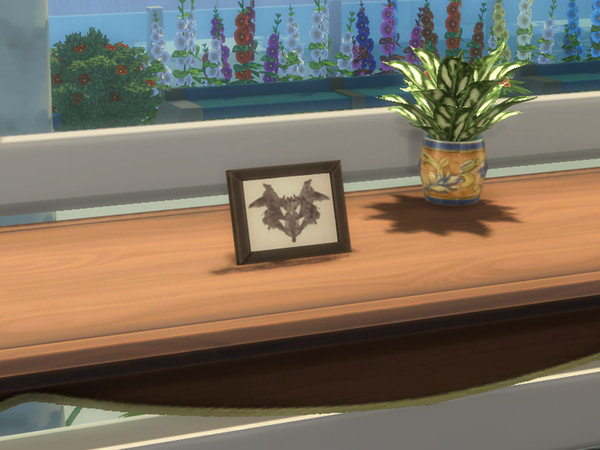 Sims 4 — Rorschach Inkblot in frame - Set 1 by Simder_Talia — A cool framed inkblot that can sit on a surface. Plates 1-5