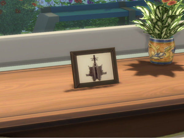 Sims 4 — Rorschach Inkblot in frame - Set 2 by Simder_Talia — A cool framed inkblot that can sit on a surface. Plates