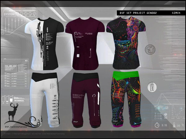 Sims 4 — DSF SET PROJECT GEN002 SHIRT by DanSimsFantasy — Enjoy this modern design. Set: Sports shirt and pants