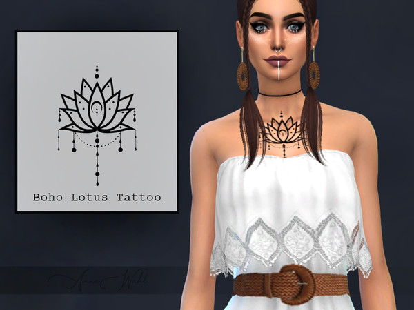 Sims 4 — Boho Lotus Tattoo by annawahl2 — A Boho inspired lotus tattoo on the chest for both genders.