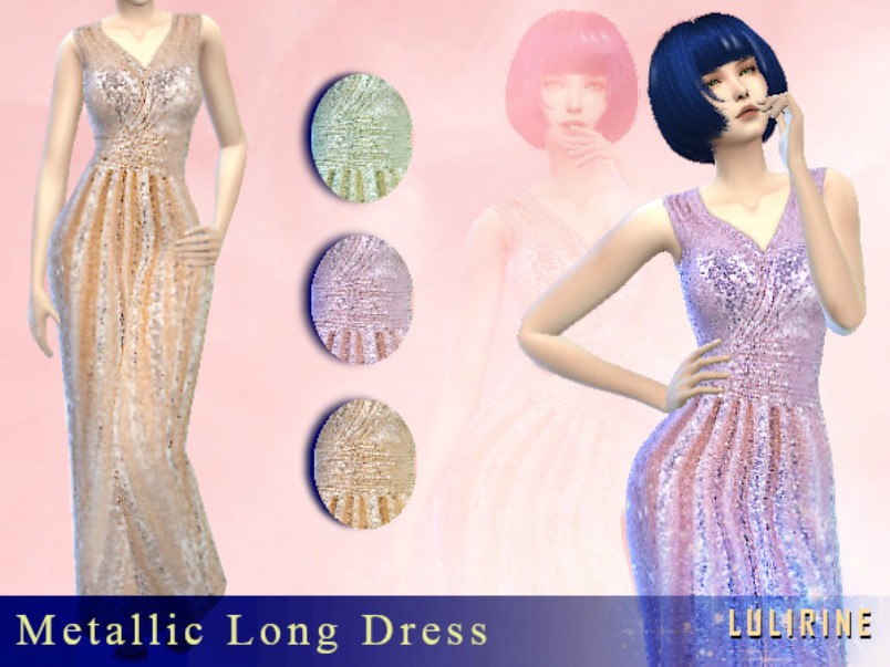 The Sims Resource - [LR] Metallic Long Dress