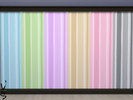 Sims 4 — Suddenly Stripes Wallpaper (Dark Brown Trim) by Veckah — Six pastel(ish) striped wallpapers with dark brown wood