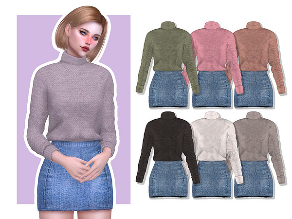 Sims 4 — [ Pansy ] - AF Outfit by Screaming_Mustard — New outfit consisting off a woolen sweater and denim skirt in 6