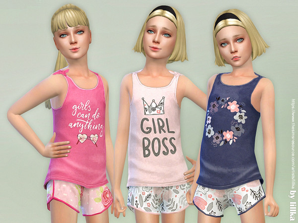 Sims 4 — Summer Print Top & Shorts 02  [NEEDS KIDS ROOM STUFF] by lillka — Summer Print Top & Shorts /3 styles