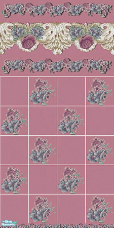 Sims 2 — Scallop rose tiled  by devilishdawn —  Has a matching floor 