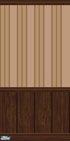Sims 2 — The Livingroom Brown Stripes wainscottin by TSR Archive — Brown striped wallpaper with a dark wood wainscotting.