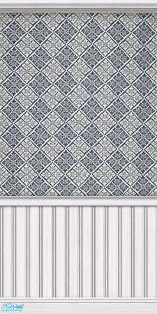 Sims 2 — Acanthos Blue - White Paneling by Donnha — A lovely blue diamond pattern with White Paneling.