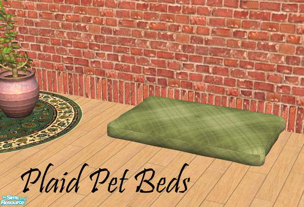 Sims 2 — Plaid Pet Beds - Green by Benny Boy — A original plaid texture, made on a pet bed. This recolor includes a dirty