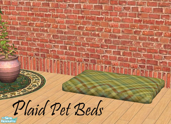 Sims 2 — Plaid Pet Beds - Green/Brown by Benny Boy — A original plaid texture, made on a pet bed. This recolor includes a