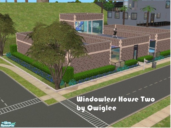 Sims 2 — Windowless House Two by Qwiglee — Another modern design featuring no windows on the outside of the house.