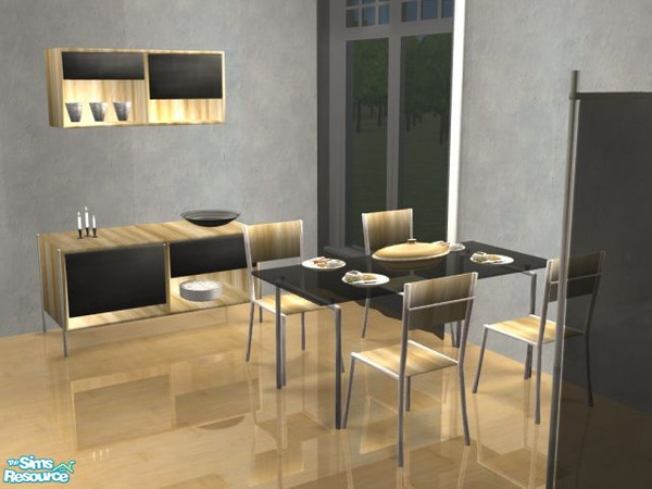 Sims 2 — Turano Light wood and black recolor by AnoeskaB — A modern and stylish, light wood and transparant black recolor