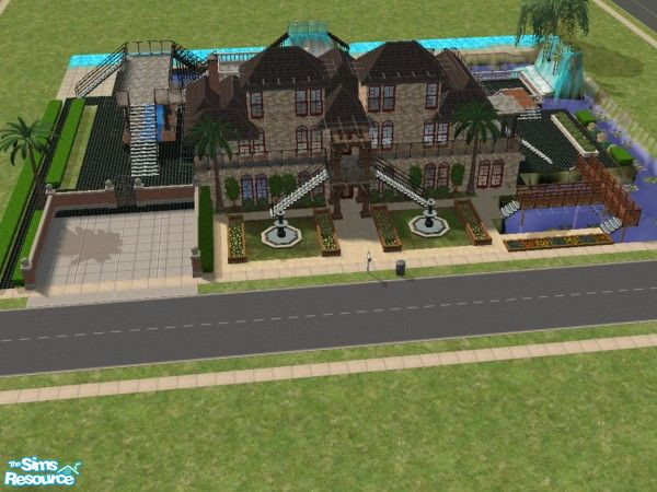 Sims 2 — Summer Estate by Lanebran — 2 Bed , 2 baths, 2 Kitchens, 4 varrandas, 2 driveways, Large pool , lake side low