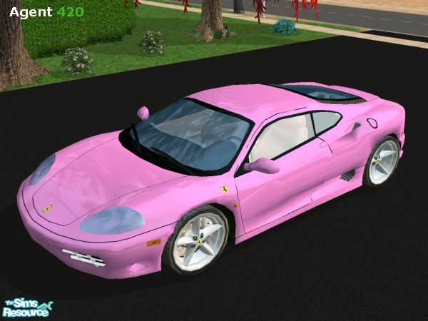 Sims 2 — Cotton Candy Pink Ferrari 360 Modena by Agent420 — A Cotton Candy Pink Ferrari 360 Modena. Mesh by