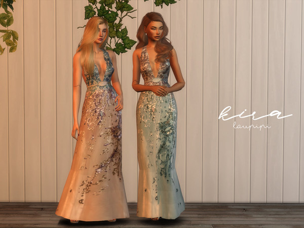 Sims 4 — Kira by laupipi2 — New embellished V-neck dress, enjoy thiss 3 Swatches 