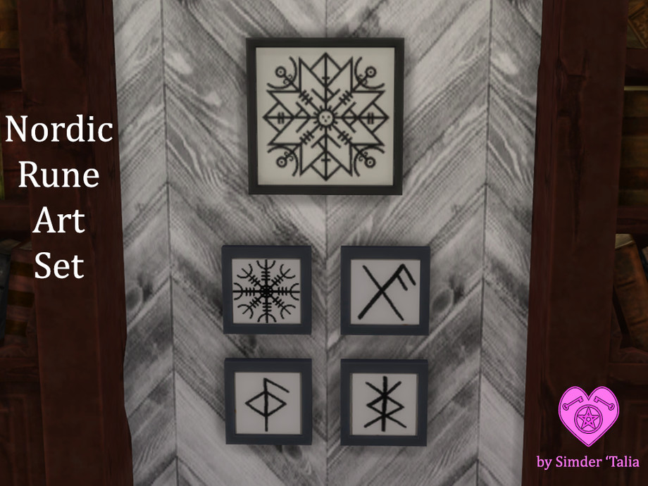 The Sims Resource | Nordic Rune Wall Art Set