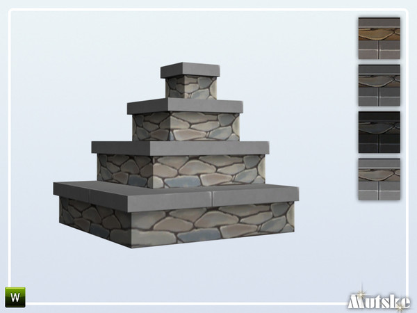Sims 4 — Stairs Add-on Stony Steps 4 steps Corner by Mutske — This stair is part of the StairsAddOn set. Corner side for