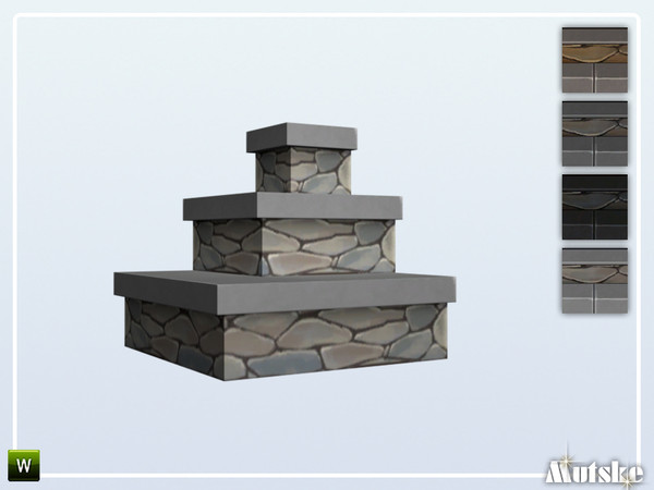 Sims 4 — Stairs Add-on Stony Steps 3 steps Corner by Mutske — This stair is part of the StairsAddOn set. Corner side for
