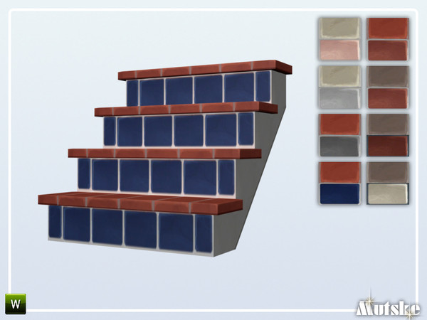 Sims 4 — Stairs Add-on Tidy Tiled 4 steps by Mutske — This stair is part of the StairsAddOn set. Round side for the