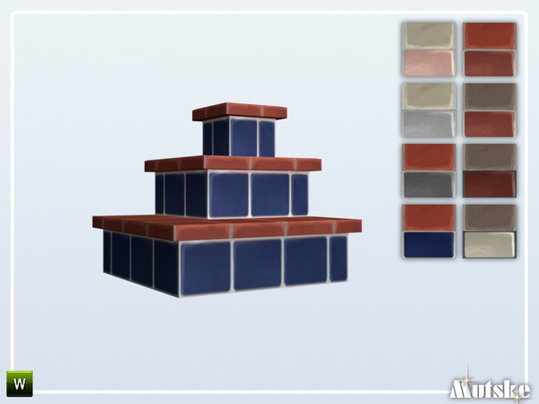 Sims 4 — Stairs Add-on Tidy Tiled 3 steps Corner by Mutske — This stair is part of the StairsAddOn set. Round side for